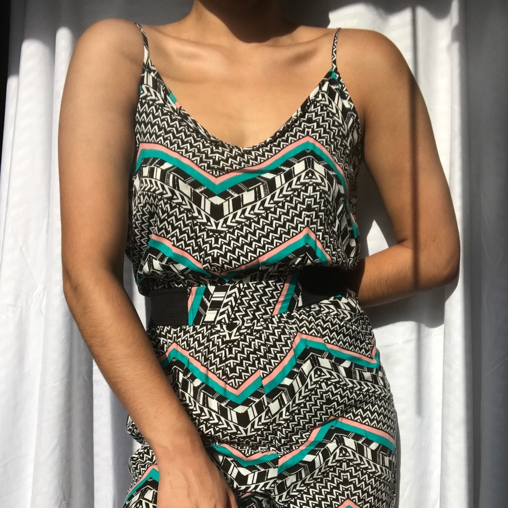 Patterned Jumpsuit with Cinched Waist